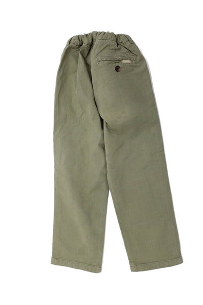 Bonpoint Boys Cotton Stretch Zippered Straight Ankle Pants Green Size 4