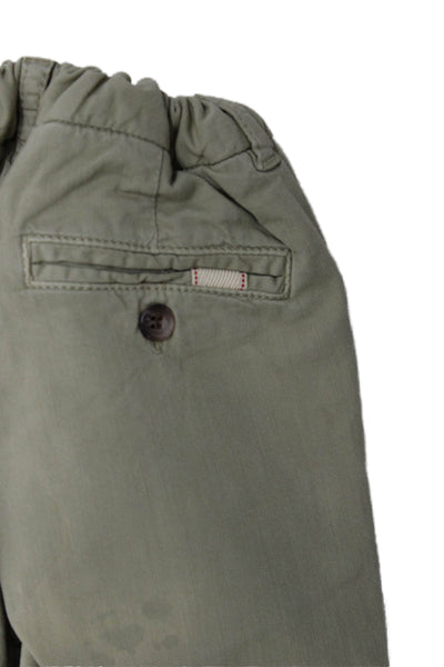 Bonpoint Boys Cotton Stretch Zippered Straight Ankle Pants Green Size 4