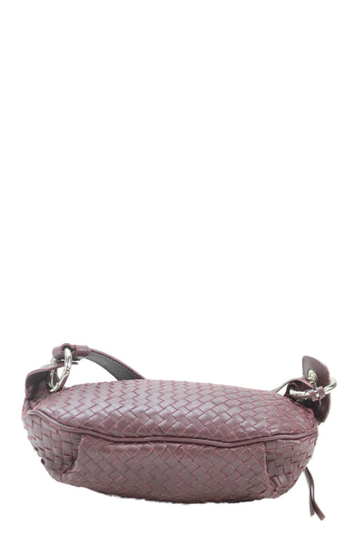 Sarah Chofakian Womens Leather Woven Zipper Closure Belt Bag Purple