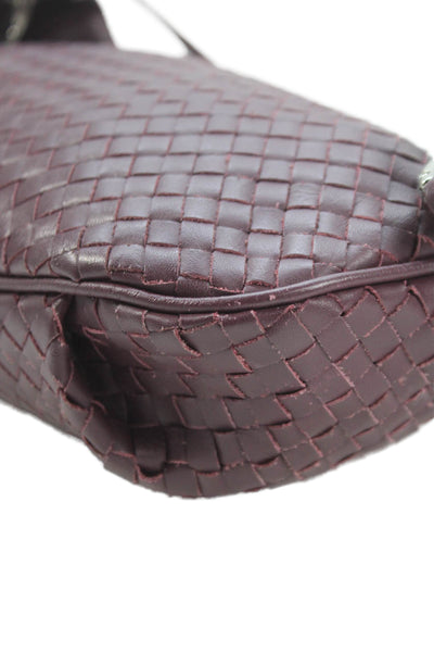 Sarah Chofakian Womens Leather Woven Zipper Closure Belt Bag Purple