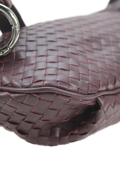 Sarah Chofakian Womens Leather Woven Zipper Closure Belt Bag Purple