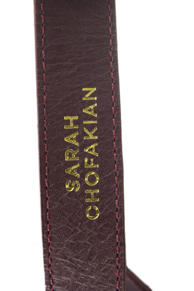 Sarah Chofakian Womens Leather Woven Zipper Closure Belt Bag Purple