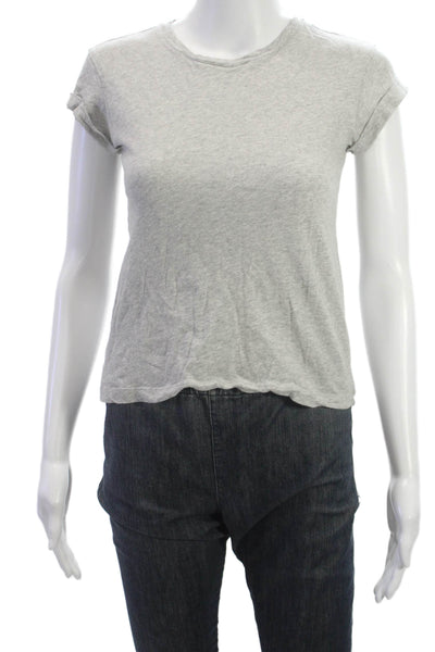 Allsaints Women Basic Gray Cotton Round Neck Short Sleeve T-Shirt Size 00