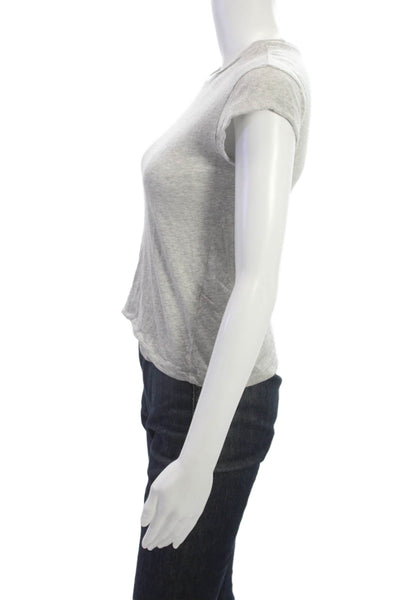 Allsaints Women Basic Gray Cotton Round Neck Short Sleeve T-Shirt Size 00