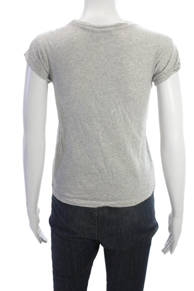 Allsaints Women Basic Gray Cotton Round Neck Short Sleeve T-Shirt Size 00