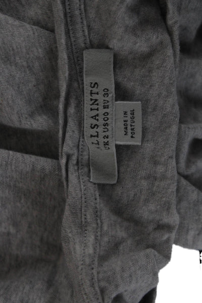 Allsaints Women Basic Gray Cotton Round Neck Short Sleeve T-Shirt Size 00