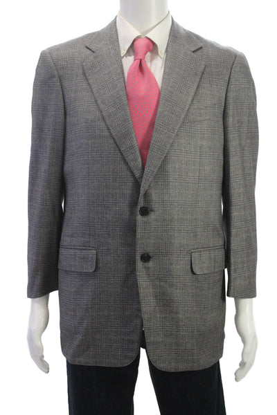 Ermenegildo Zegna Men Gray Wool Plaid Blazer Button Size 48