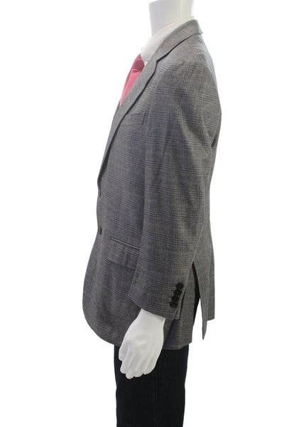 Ermenegildo Zegna Men Gray Wool Plaid Blazer Button Size 48