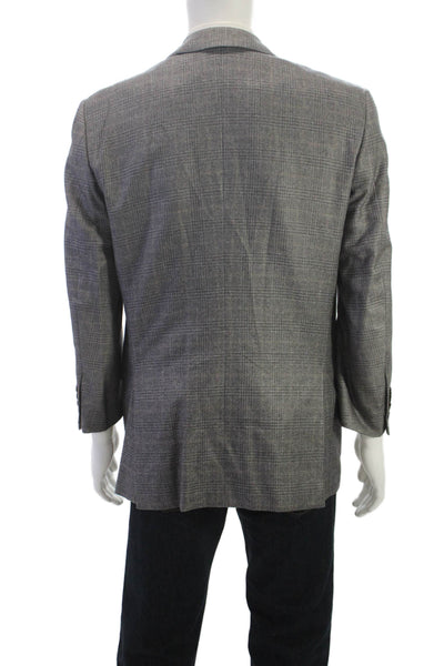 Ermenegildo Zegna Men Gray Wool Plaid Blazer Button Size 48