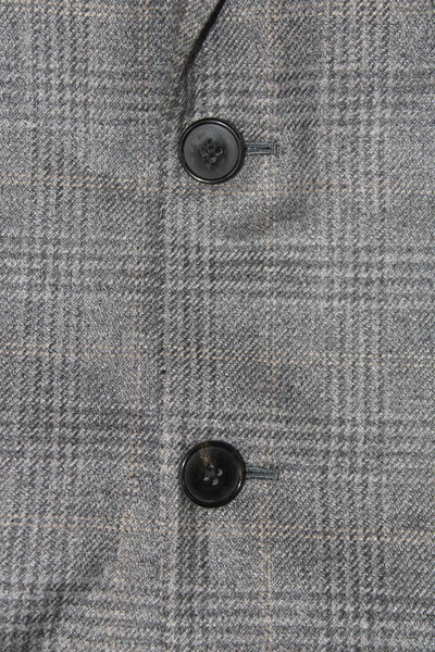 Ermenegildo Zegna Men Gray Wool Plaid Blazer Button Size 48