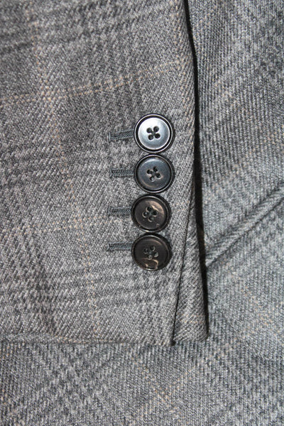 Ermenegildo Zegna Men Gray Wool Plaid Blazer Button Size 48