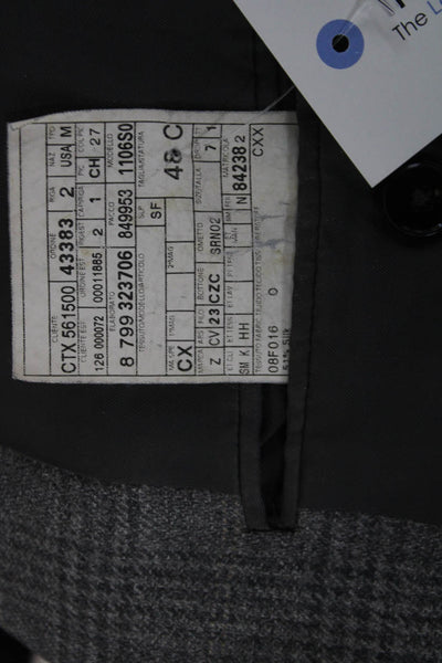 Ermenegildo Zegna Men Gray Wool Plaid Blazer Button Size 48
