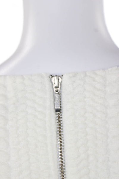 Nicholas Women Pullover Sweater White Geometric Crew Neck Long Sleeve Size 4
