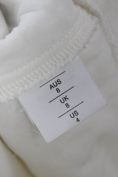 Nicholas Women Pullover Sweater White Geometric Crew Neck Long Sleeve Size 4