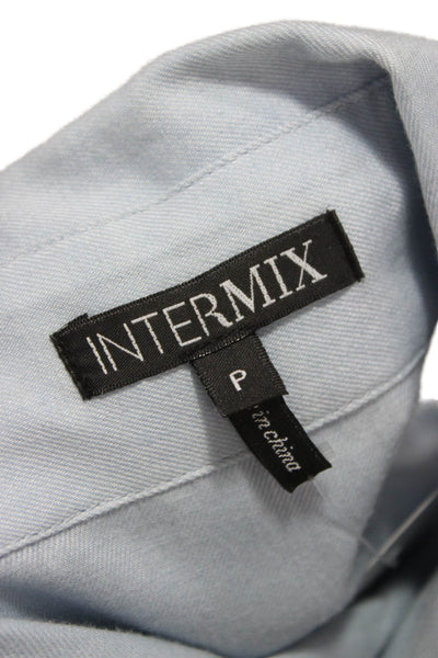 Intermix Womens Collared Sleeveless Tencel Tunic Blouse Blue Size PP