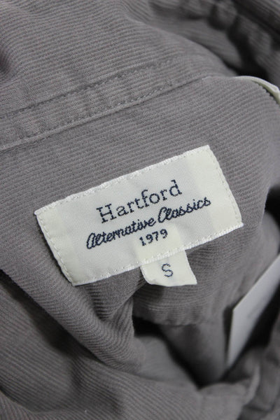Hartford Mens Collared Button-Up Cotton Long Sleeve Shirt Gray Size S