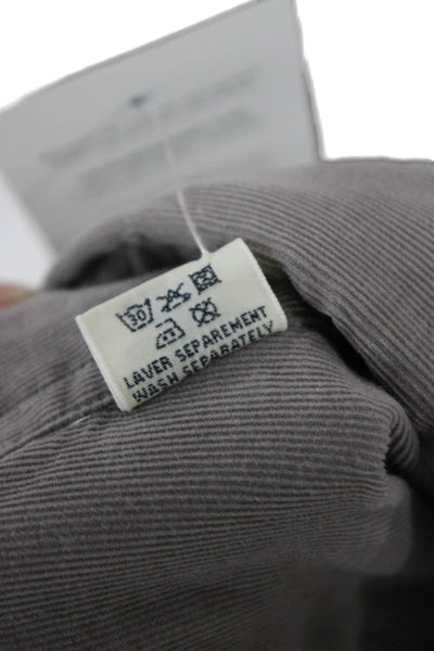 Hartford Mens Collared Button-Up Cotton Long Sleeve Shirt Gray Size S