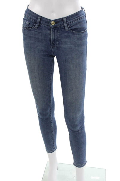 Frame Women Skinny Jeans Blue Cotton Blend Low Rise Size 26