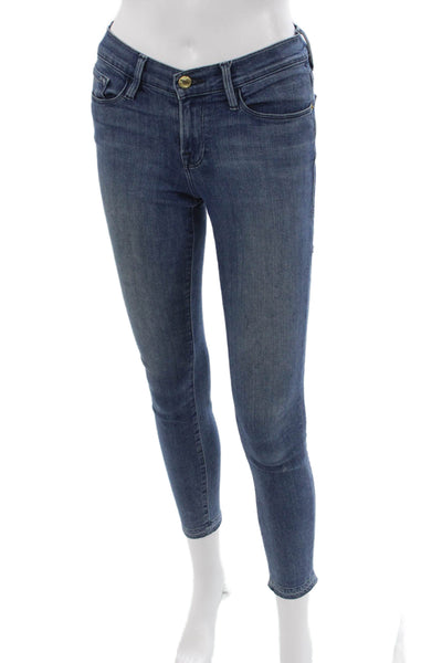 Frame Women Skinny Jeans Blue Cotton Blend Low Rise Size 26