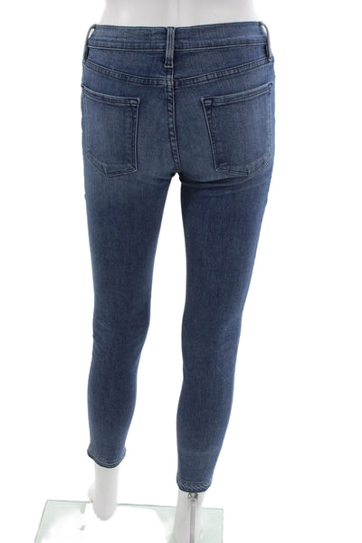 Frame Women Skinny Jeans Blue Cotton Blend Low Rise Size 26