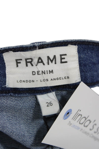 Frame Women Skinny Jeans Blue Cotton Blend Low Rise Size 26