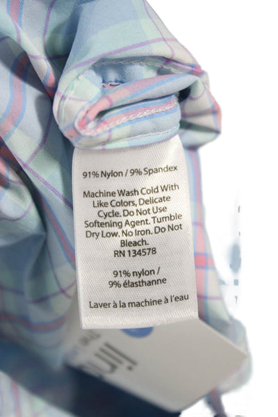 Vineyard Vines Mens Button Front Collared Plaid Shirt Blue White Size XS