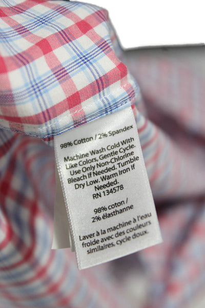 Vineyard Vines Mens Button Front Collared Plaid Shirt White Red Blue Small