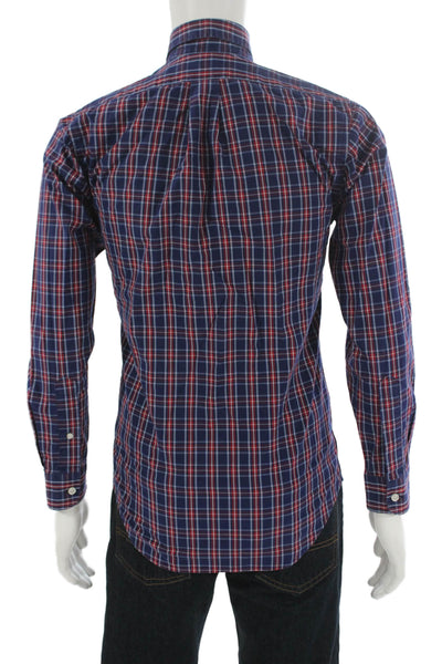 Vineyard Vines Mens Button Front Collared Plaid Tucker Shirt Navy Size XS