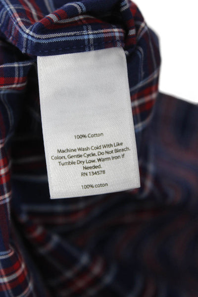 Vineyard Vines Mens Button Front Collared Plaid Tucker Shirt Navy Size XS