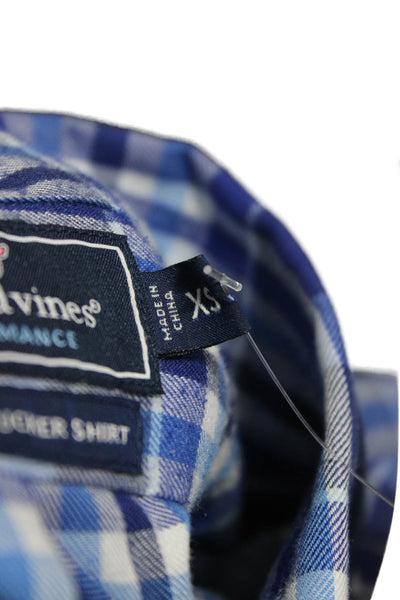 Vineyard Vines Mens Button Front Collared Plaid Tucker Shirt Blue Size XS