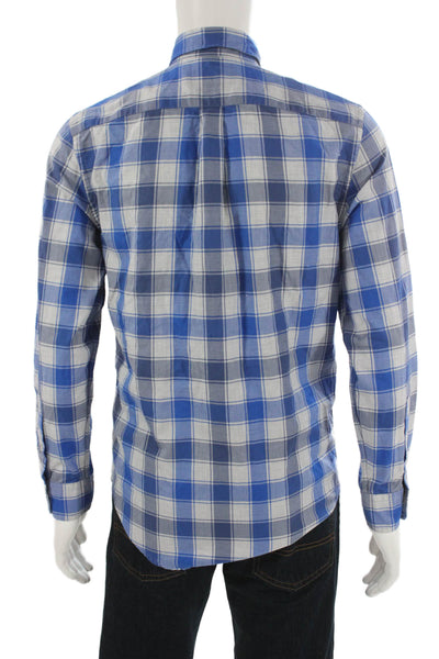 Vineyard Vines Mens Button Front Collared Plaid Tucker Shirt Blue Gray Size XS