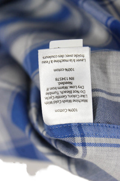 Vineyard Vines Mens Button Front Collared Plaid Tucker Shirt Blue Gray Size XS