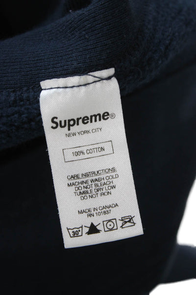 Supreme Unisex Adults Pullover Blue Cotton Round Neck Long Sleeve Size S