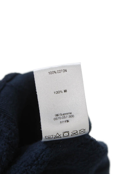 Supreme Unisex Adults Pullover Blue Cotton Round Neck Long Sleeve Size S