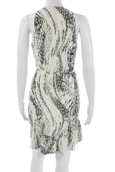 IRO Women Sundress Silk Multicolor Animal V Neck Sleeveless Short Size 36