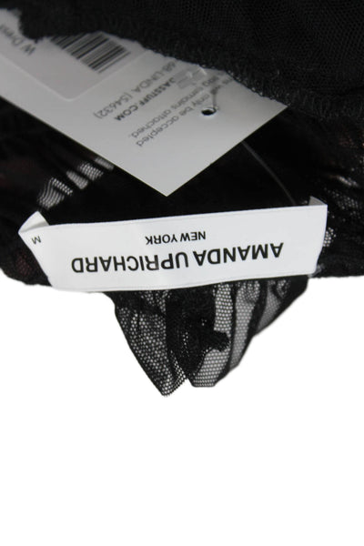 Amanda Uprichard Women Black Square Neck Mini Dress Half Sleeve Size M