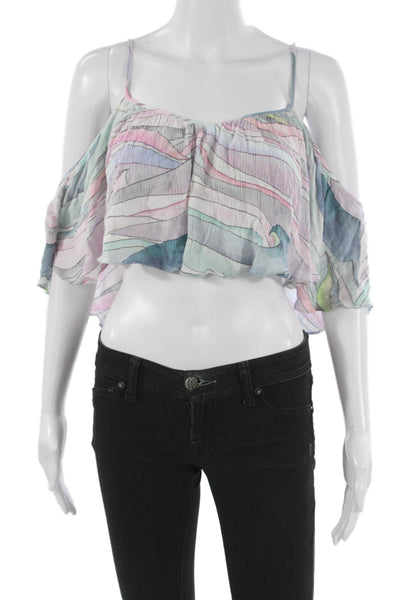 Mara Hoffman Women Off Shoulder Cropped Blouse Multicolor Viscose Size M