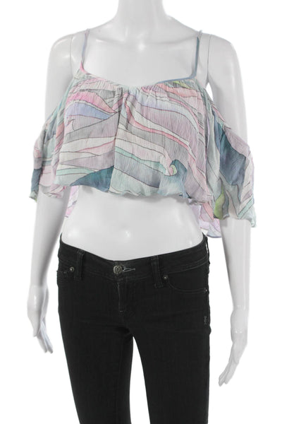 Mara Hoffman Women Off Shoulder Cropped Blouse Multicolor Viscose Size M
