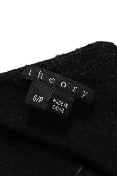 Theory Women Petite Wool Basic Long Sleeve Round Neck T Shirt Gray Size S