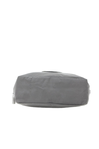 Anya Hindmarch Womens Zip Top Reflective Nylon Happy Face Pouch Handbag Gray