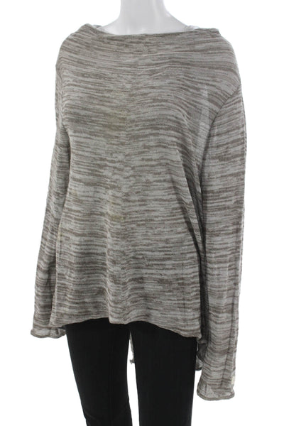 Oska Women Tunic Sweater Gray Striped Viscose Boatneck Size 3