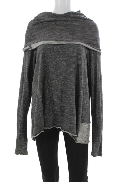 FP Beach Womens Gray Cotton Cowl Neck Tunic Pullover Long Sleeve Size M