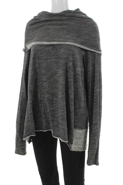 FP Beach Womens Gray Cotton Cowl Neck Tunic Pullover Long Sleeve Size M
