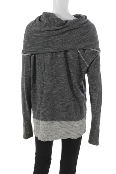 FP Beach Womens Gray Cotton Cowl Neck Tunic Pullover Long Sleeve Size M
