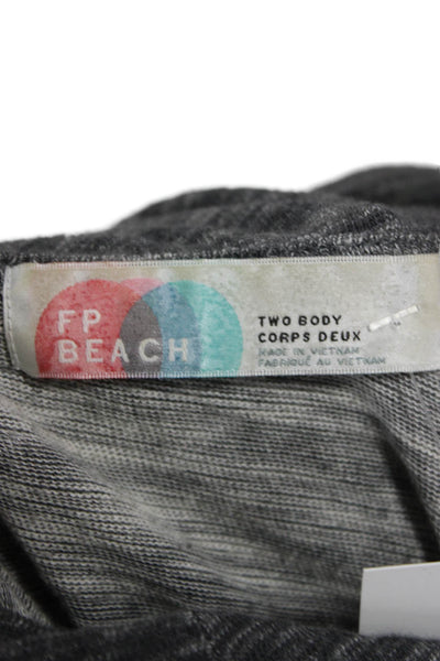 FP Beach Womens Gray Cotton Cowl Neck Tunic Pullover Long Sleeve Size M