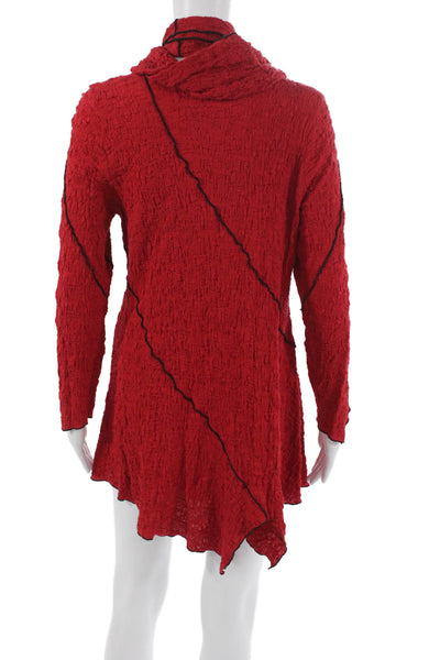 IC by Connie K Womens Tunic T-Shirt Red Cowl Neck Long Sleeve Mini Size M