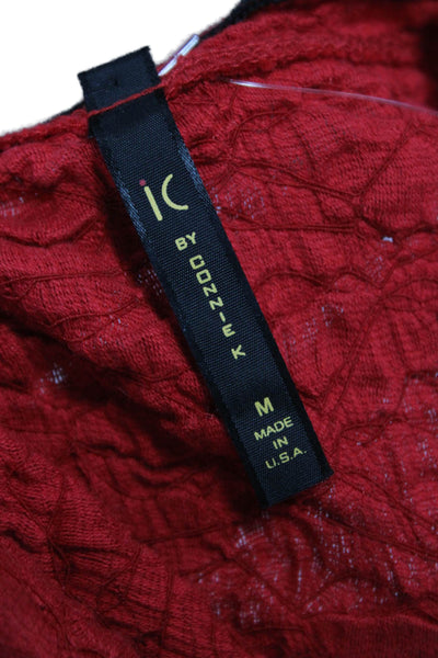 IC by Connie K Womens Tunic T-Shirt Red Cowl Neck Long Sleeve Mini Size M