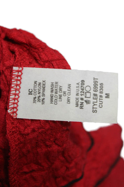 IC by Connie K Womens Tunic T-Shirt Red Cowl Neck Long Sleeve Mini Size M