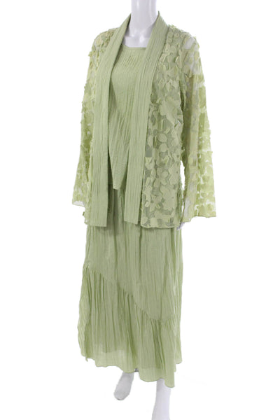 IC by Connie K Women Floral Pullover Set Green Long Sleeve Round Neck Size XL