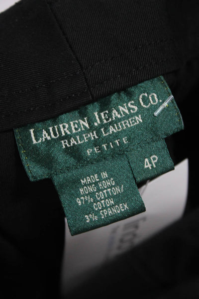 Lauren Ralph Lauren Womens Black Cotton Pencil Skirt Button Front Mini Size 4P